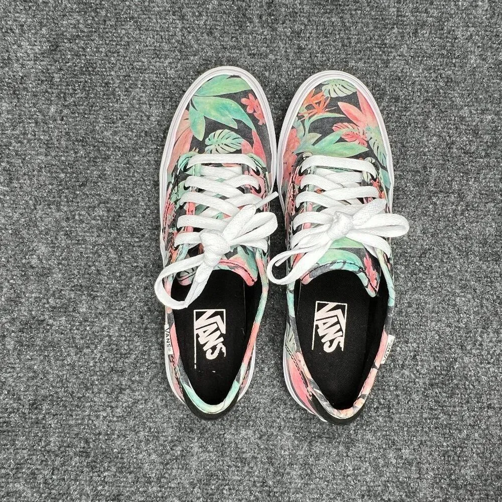 Vans Shoes Womens Size 8 Red Green Black Floral Print Low Athletic Skate Sneakes